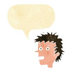 cartoon excited boy with speech bubble