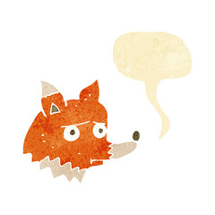 cartoon unhappy fox with speech bubble