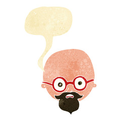 cartoon shocked man with beard with speech bubble