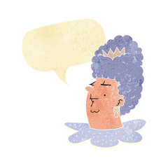 cartoon queen head with speech bubble