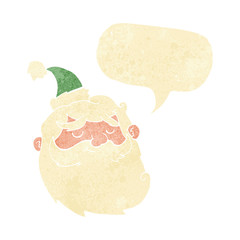 cartoon santa claus face with speech bubble