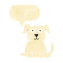 cartoon happy dog with speech bubble