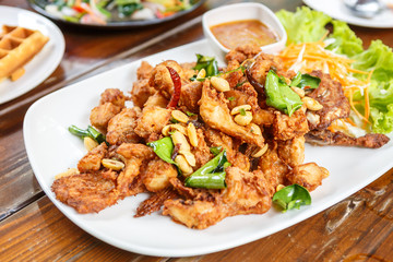 Fried tilapia fish with herb