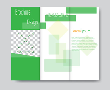 Vector brochure template design with green elements. EPS 10