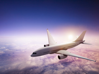 Naklejka premium Airplane Skyline Horizon Flight Cloud Concept