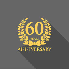 Naklejka premium anniversary logo ribbon wreath flat 60