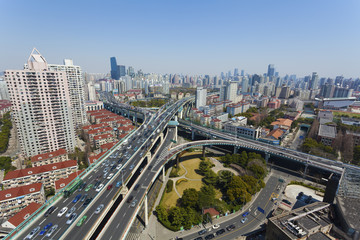Fototapeta na wymiar Shanghai traffic, Aerial overpass