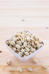 Pistachio nuts in a bowl