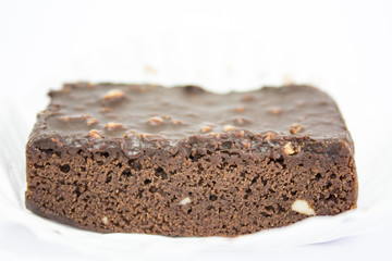 Chocolate Brownie isolated on white.