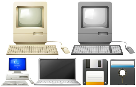 Personal computer with monitors and keyboards