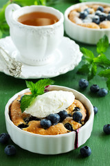 Summer Clafoutis pie with blueberries.
