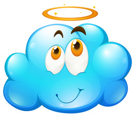 Happy face on blue cloud