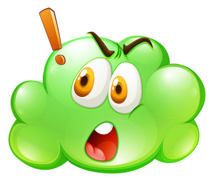 Green cloud with shocked face
