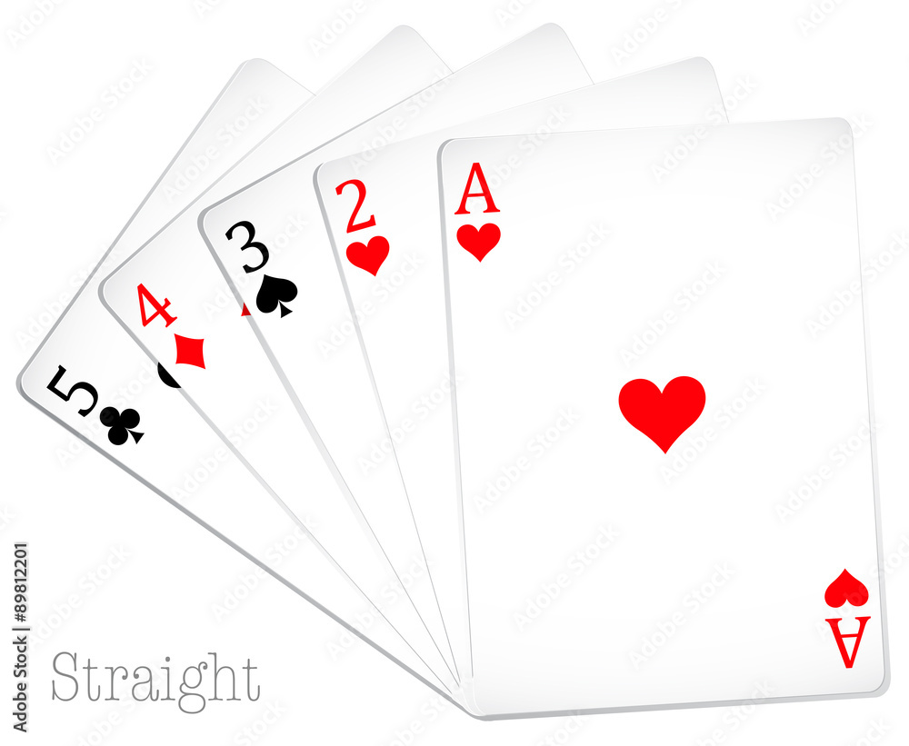 Sticker poker card in straight hand