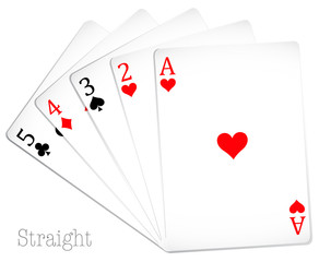 Poker card in straight hand