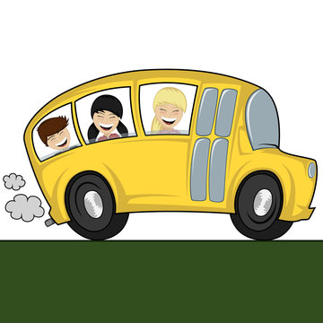 Funny illustration of a (school) bus with children