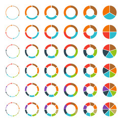 Segmented pie charts and arrows set.