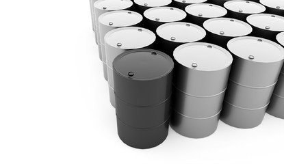 Petrol barrels on white background rendered