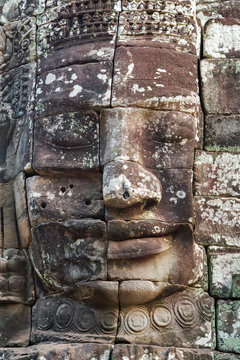 Stone face in ancient Bayon temple