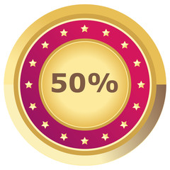 Prozent Button pink auf weißem Hintergrund