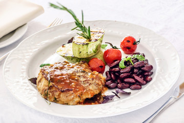 steak with grilled vegetables