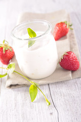 fresh yogurt and strawberry