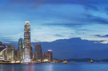 Victoria Harbor of Hong Kong at dusk