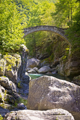 Fototapeta na wymiar Stone Bridge, Ticino, Switzerland