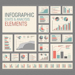 Fresh, modern infographic elements. Stats and analysis vector icons and objects. Useful, classic concept design, ready to use plus easy to edit. Good for medical companies, IT or any else. Enjoy!