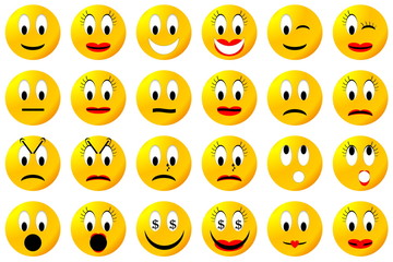 Yellow smiley set or collection