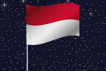 3D Flag Illustration waving in the night sky of the country of