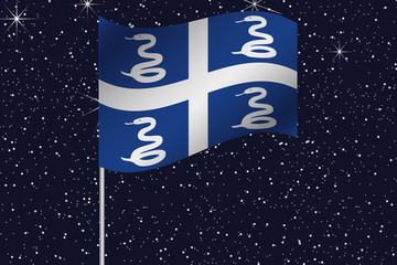 3D Flag Illustration waving in the night sky of the country of