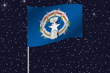 3D Flag Illustration waving in the night sky of the country of