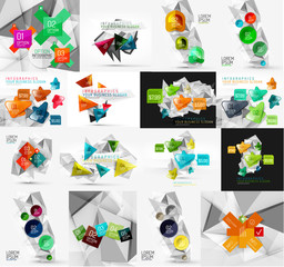 Set of light, paper design option infographic banner templates