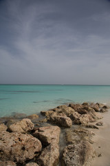 Fototapeta na wymiar paesaggi di caraibi con spiaggia paradiso mare azzurro