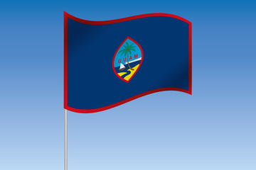 3D Flag Illustration waving in the sky of the country of  Guam