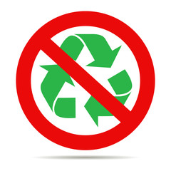 Illustration of a not allowed icon with a recycle sign