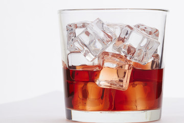 Whiskey with ice cubes