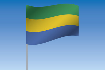 3D Flag Illustration waving in the sky of the country of  Gabon