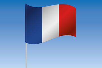 3D Flag Illustration waving in the sky of the country of  France