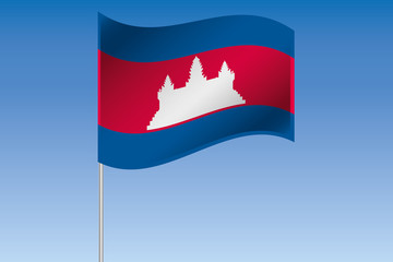 3D Flag Illustration waving in the sky of the country of  Cambod