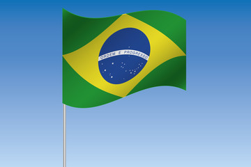 3D Flag Illustration waving in the sky of the country of  Brazil