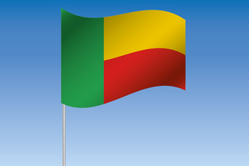 3D Flag Illustration waving in the sky of the country of  Benin