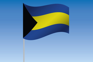 3D Flag Illustration waving in the sky of the country of  Bahama
