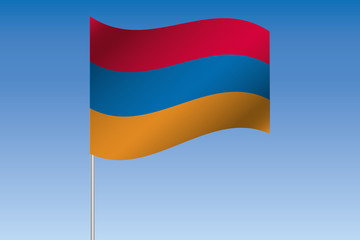 3D Flag Illustration waving in the sky of the country of  Armeni