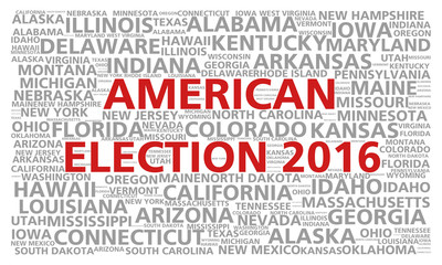 Election 2016 word cloud for the United States presidential vote