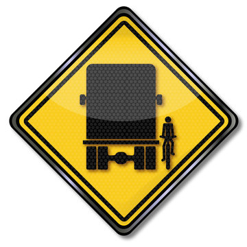 yellow warning sign truck bicycle clip art preview