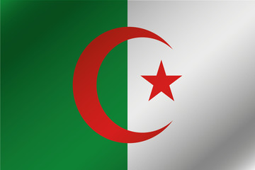 3D Wavy Flag Illustration of the country of  Algeria