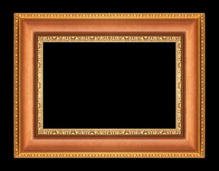 gold picture frames. Isolated on black background