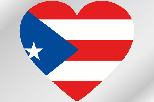 Flag Illustration of a heart with the flag of  Puerto Rico